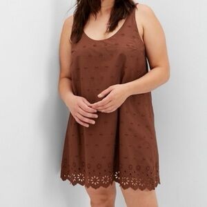 NWT GAP Brown Women’s XL Eyelet Lace Halter Cotton Casual Summer Mini Dress